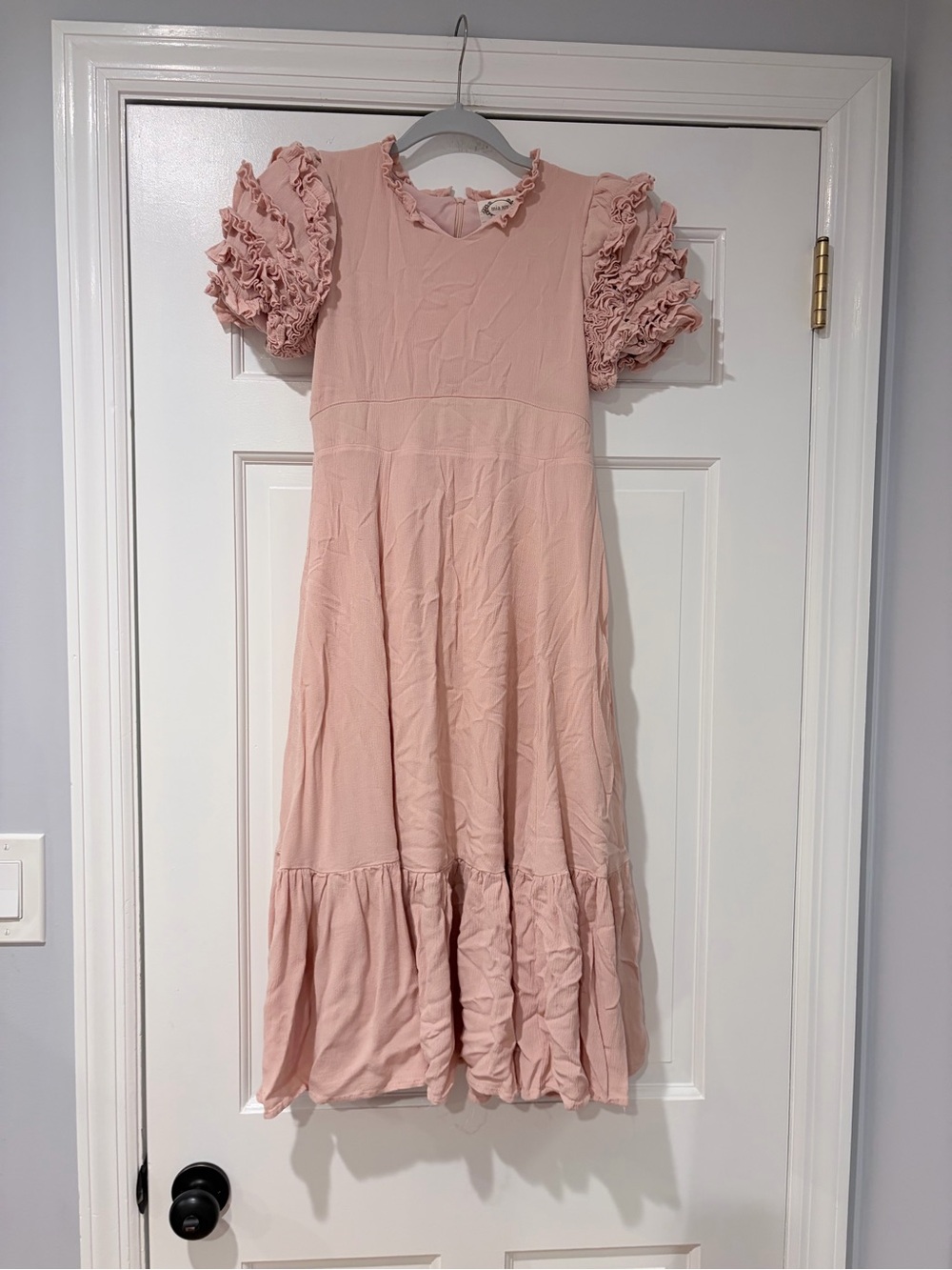Mia Joy Girls Pink Ruffle Sleeve Dress – Size 10